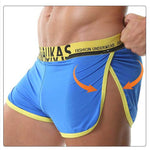 2 Pack Men's Stretch Boxer Shorts with Side Split Design and Support Pouch