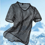 Men's Fishnet Hollow Out Breathable High Elastic Activewear Tops