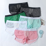 2 Pack Men's Mesh Breathable Solid Color Low-Rise Quick-Dry Fabric Boxers