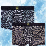 3 Pack Men's Leopard Print Antibacterial Skin-Friendly Trunks