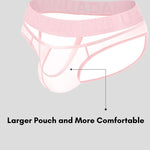 2 Pack Men's Stretch Solid Color Sexy Crotch Single-Layer Briefs with Support Ring