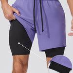Men's Solid Color Anti-Exposure Liner & Breathable Running Activewear Shorts