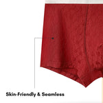 4 Pack Men's Soft Jacquard Cotton Lucky Red Breathable Trunks
