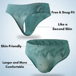 4 Pack Men's High-Stretch & Low-Rise Lace Trim Large Pouch Thongs