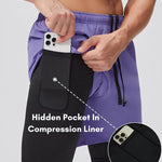 Men's Solid Color Anti-Exposure Liner & Breathable Running Activewear Shorts