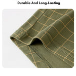 4 Pack Men's Plaid Cotton Trunks with U Pouch and Double Layer Gusset