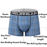 2 Pack Men's Grid Print Breathable Antibacterial Soft Cotton Trunks