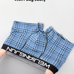 2 Pack Men's Grid Print Breathable Antibacterial Soft Cotton Trunks
