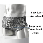 Men's Fishnet Hollow Out Breathable Antibacterial High Elastic Boxer Briefs