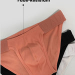 2 Pack Men's Low-Rise High-Cut Ribbed Cotton Bikini