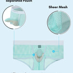 2 Pack Men's Comfy Waistband Separate Pouch & Breathable Mesh Trunks