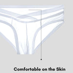 2 Pack Men's Sheer Ultra-Thin Silky Bikini with Cross Waistband