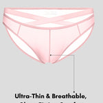 2 Pack Men's Sheer Ultra-Thin Silky Bikini with Cross Waistband