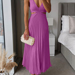 Violeta | Cut Out Waist Sleeveless Pleated Maxi Dress
