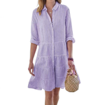 HARLOW™ – Striped Button-Up Mini Cake Dress