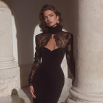 Lorelai | Lace Panel Maxi Dress – Black