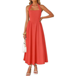 JESSA™ – Sleeveless Halter Ruched Pocket Dress