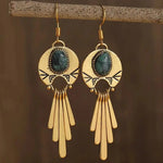 Boho Gold Fringe Disc Earrings