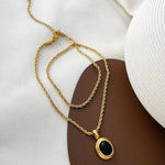 Golden Chain with Black and White Stones