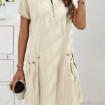 Gwendolen | Collar Pocket Dress — Short Sleeve Summer Knit Cotton Blend Dress