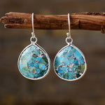 Bohemian Gold Texture Turquoise Earrings