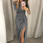 Grier | / Shiny Off-Shoulder Dress