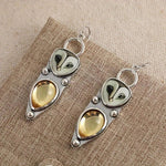 Vintage Silver Owl Drop Earrings