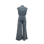 Stella | Cinched Waist Wide Leg Denim Jumpsuit