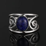 Silver Swirl Oval Stone Ring