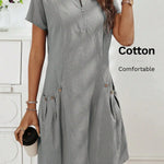 Gwendolen | Collar Pocket Dress — Short Sleeve Summer Knit Cotton Blend Dress
