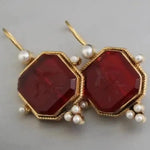 Elegant Vintage Geometric Pearl Pendant Drop Earrings