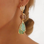 Vintage Gold Teardrop Charm Earrings