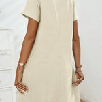 Gwendolen | Collar Pocket Dress — Short Sleeve Summer Knit Cotton Blend Dress