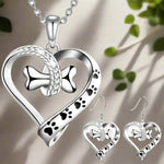 Pet Lover Heart & Bone Jewelry Set
