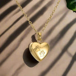 Pet Memorial Urn Necklace Heart-Shaped Pendant with Paw Engraving
