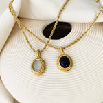 Golden Chain with Black and White Stones
