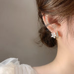 Gold Floral Earrings with Zirconia