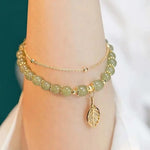 Exquisite Gold Green Jade Bracelet
