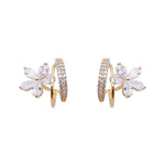 Gold Floral Earrings with Zirconia