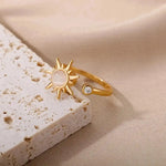 Celestial Sunbeam Moonstone Gold Ring