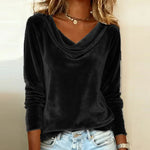 Elora | Luxurious Velvet Drape-Neck Top