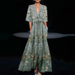 Hazel - Belted V-Neck Floral Maxi Dress