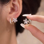 Gold Floral Earrings with Zirconia