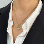 Golden Chain with Black and White Stones