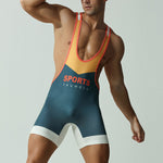 Men's Stretch Fit Gym & Running Anti-Odor Seamless Wrestling Singlet Bodysuit