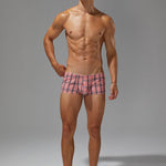 2 Pack Men's Cotton Plaid Boxers with 3D U-Pouch and Button Fly