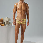 2 Pack Men's Cotton Plaid Boxers with 3D U-Pouch and Button Fly