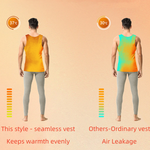 Men's Thermal Silk-Wool Sleeveless Vest - Solid Color Seamless Base Layer