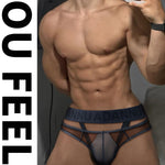 2 Pack Men's Stretch Solid Color Sexy Crotch Single-Layer Briefs with Support Ring