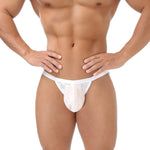 2 Pack Men's Sexy Mesh Thongs with U-Pouch, Breathable Transparent Checkered Design
